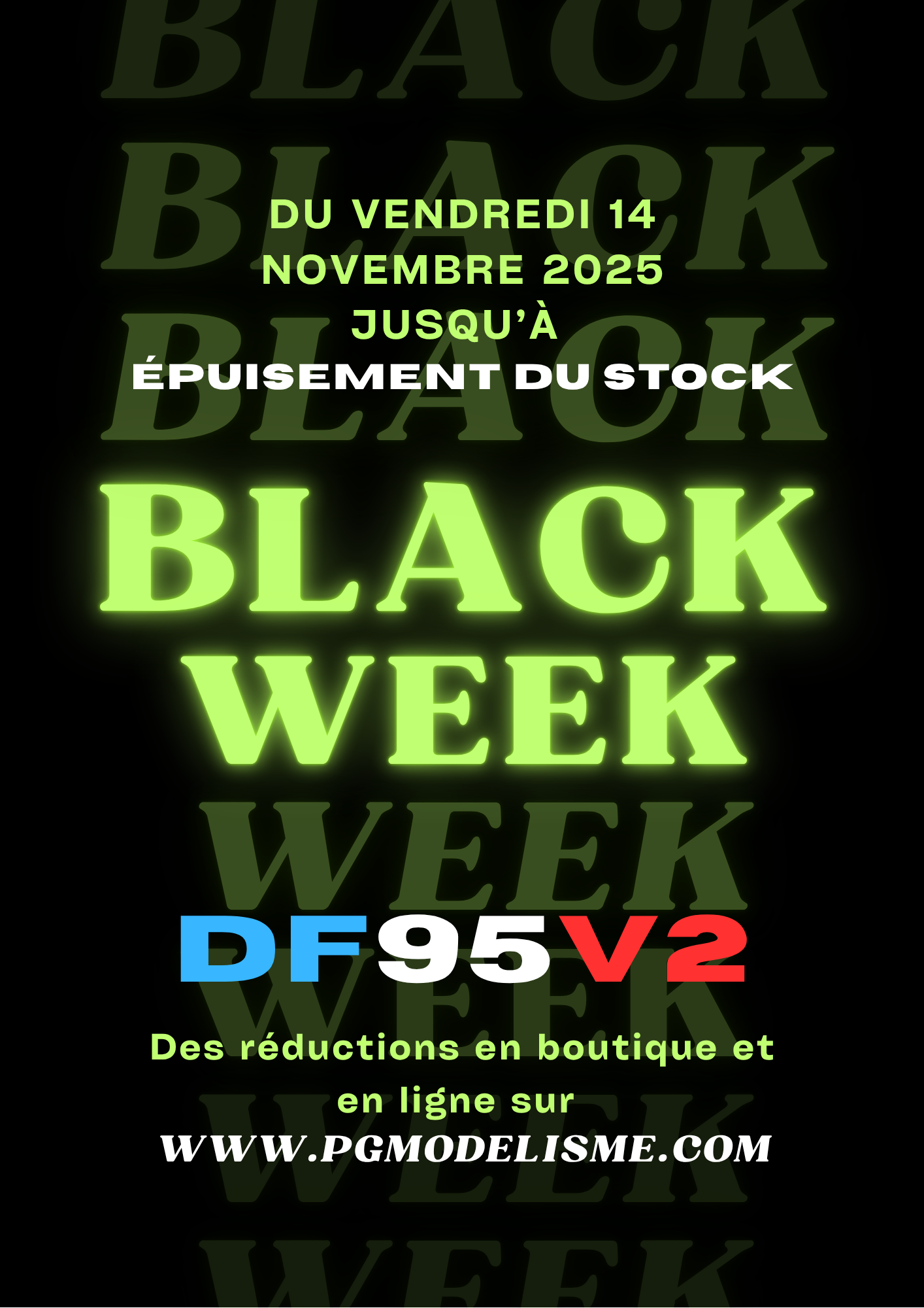 Affiche Black Friday Réduction Moderne Minimaliste Neon Vert Noir